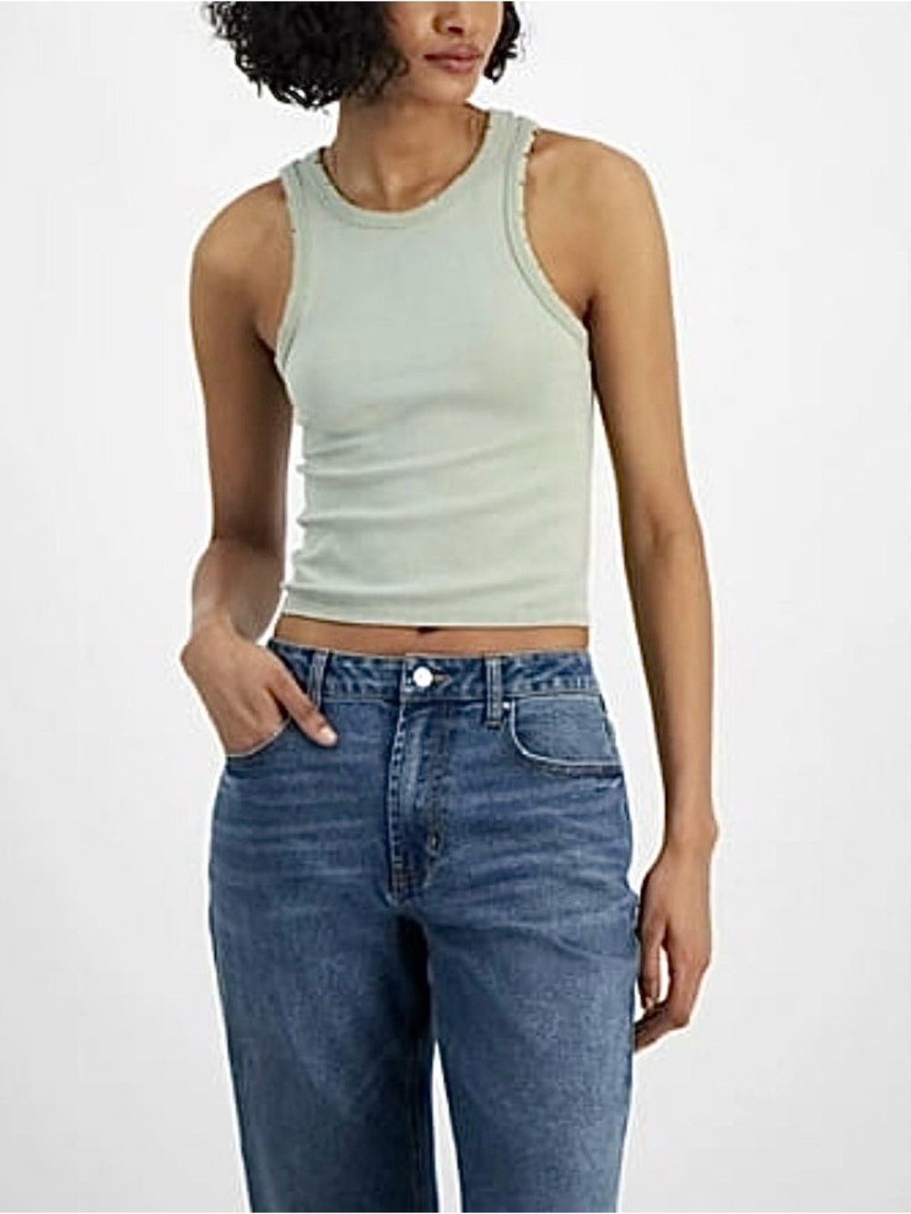 💃 Planet Heart Distressed Ribbed Seamless Tank, Size Large - NWT